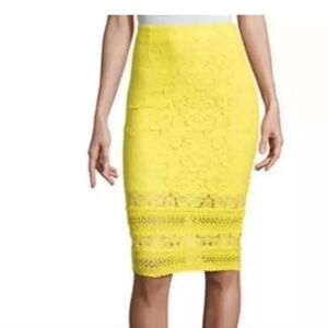 Project Runway Bright Yellow Lace Pencil Skirt Size 2
